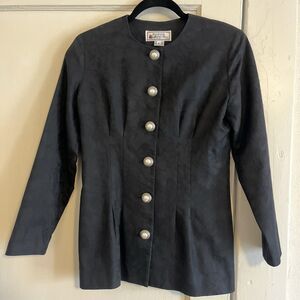 Vintage 90’s Susan Apple Suit Jacket Women’s 4 Black Lined Formal Fitted Button